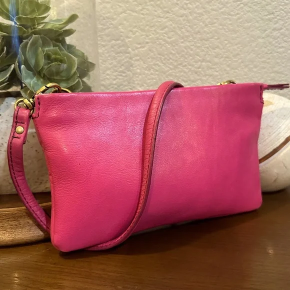 Fossil Pink Leather Crossbody/Shoulder Bag/Convertible Clutch - Picture 5 of 11